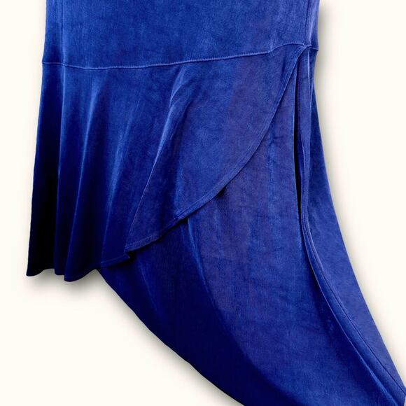 Chico's Travelers Slinky Stretch Maxi Skirt Faux Wrap Pullon Size L/12 Dark Blue - Picture 6 of 11